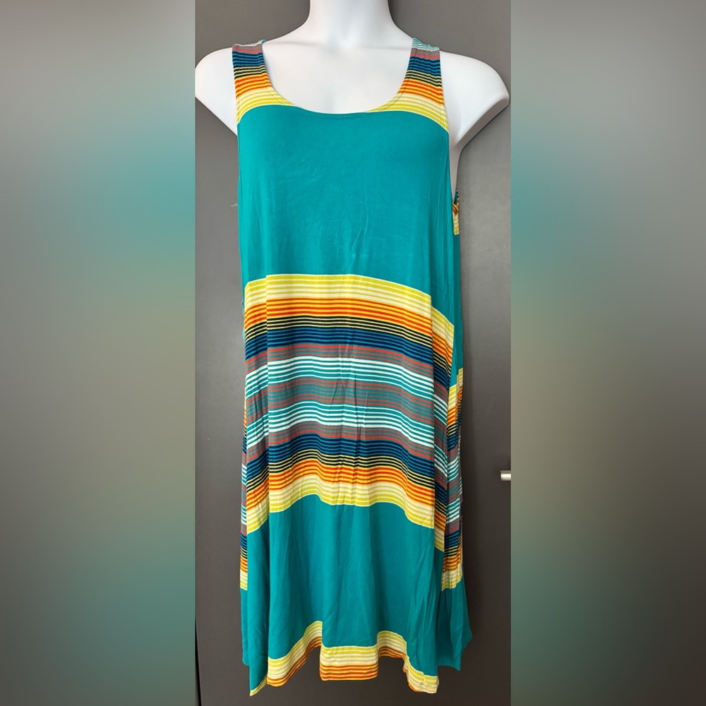 Spense Teal and Red Striped Dress